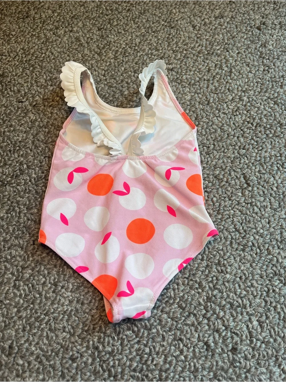 Jacadi Pink One-Piece Swimsuit with Orange & White Dot Print